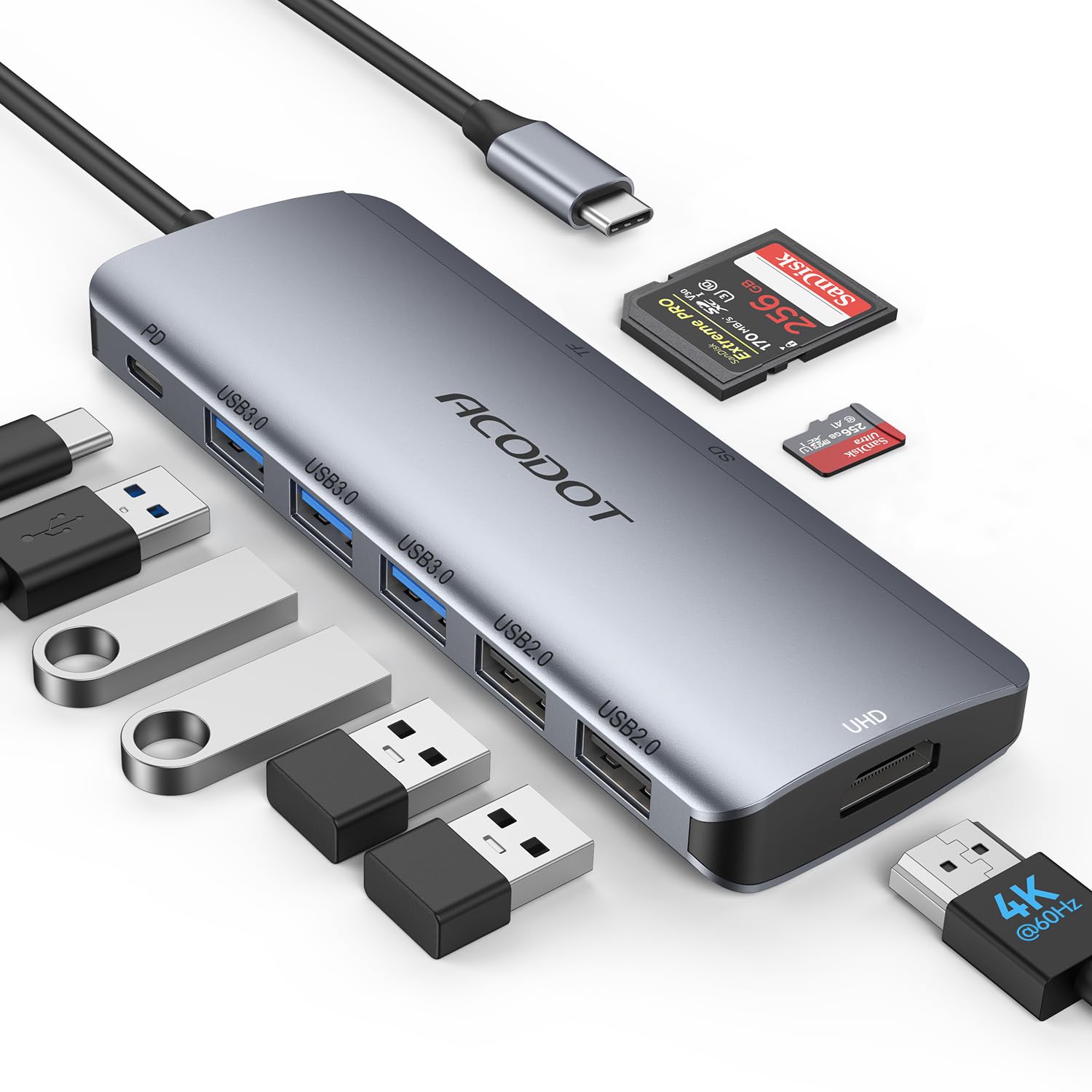 Amazon.com: USB C Hub, 9-in-1 Multi-Port USB Adapter, 4K@60Hz HDMI